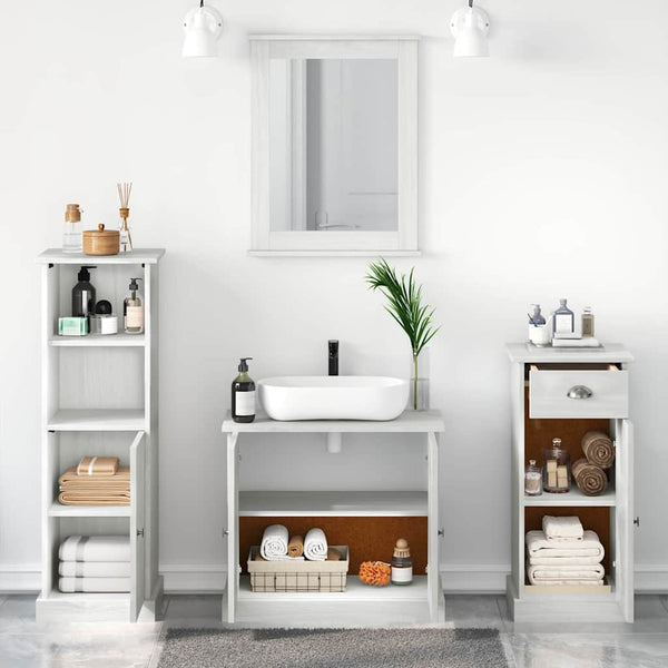 Badezimmermöbel Set Antik Weiß Kiefer