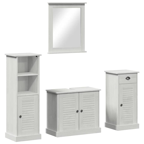 Badezimmermöbel Set Antik Weiß Kiefer