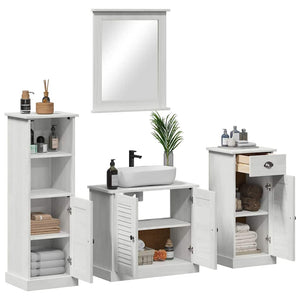 Badezimmermöbel Set Antik Weiß Kiefer