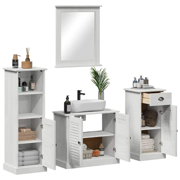 Badezimmermöbel Set Antik Weiß Kiefer