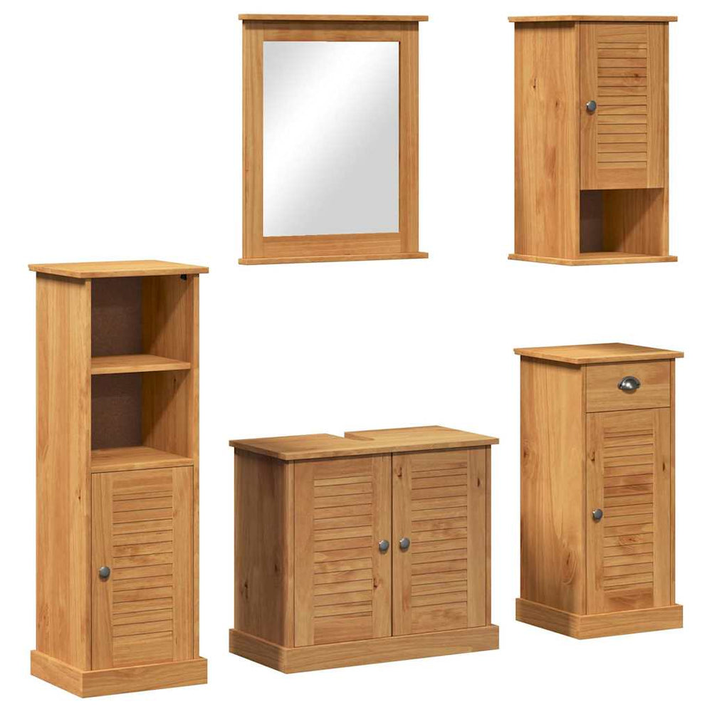 vidaXL Ensemble de meubles de salle de bain VIGO 5 pcs Marron miel Bois de pin massif