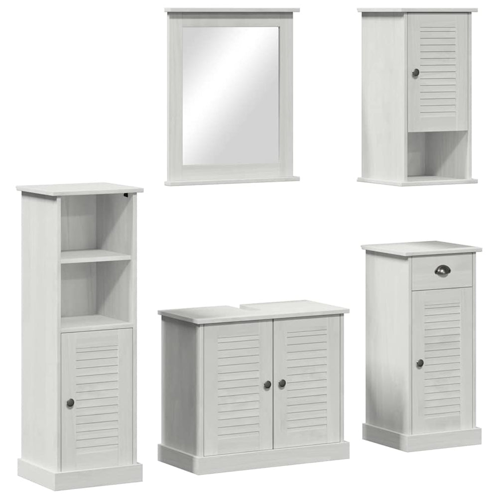 vidaXL Ensemble de meubles de salle de bain VIGO 5 pcs Blanc antique Bois de pin massif