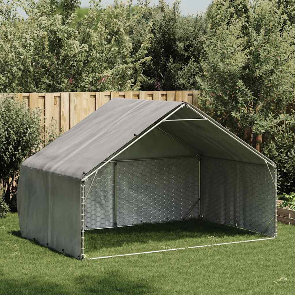 Verzinkter Outdoor-Hundezwinger mit Abdeckung 3x2x1,9m