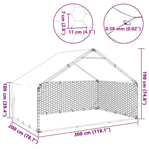 Verzinkter Outdoor-Hundezwinger mit Abdeckung 3x2x1,9m