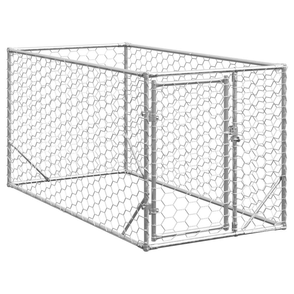 Verzinkter Outdoor-Hundezwinger mit Tür 2x1x1 m