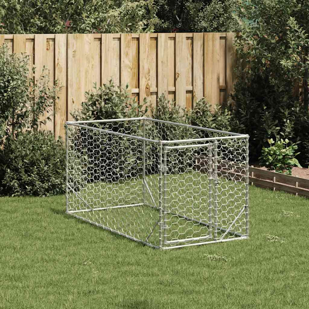 Verzinkter Outdoor-Hundezwinger mit Tür 2x1x1 m