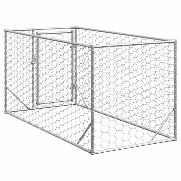 Verzinkter Outdoor-Hundezwinger mit Tür 2x1x1 m