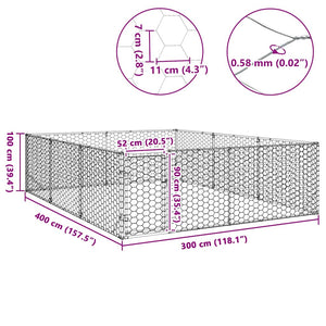 Verzinkter Outdoor-Hundezwinger mit Tür 3x4x1 m