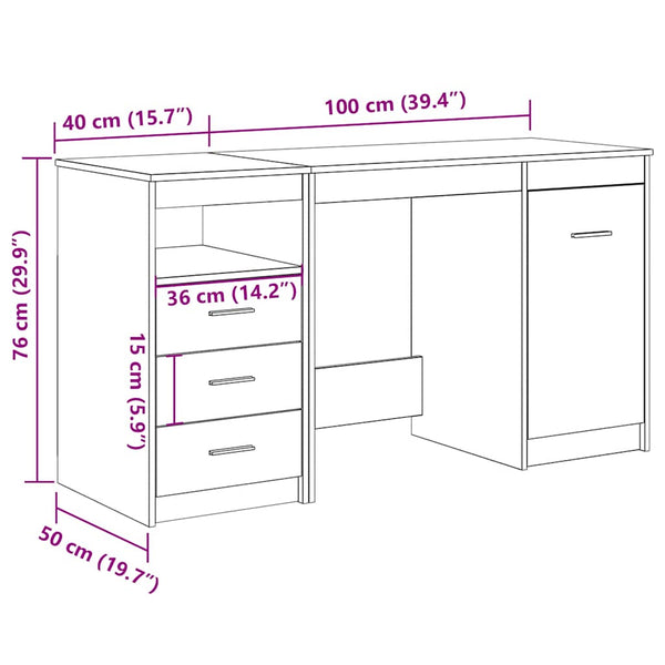 Schreibtisch mit Schrank Eiche