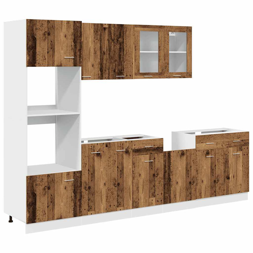 7-tlg Küchenschrank-Set Lyon Altholz-Optik