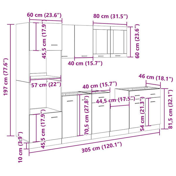 7-teiliges Küchenschrank-Set Artisan Eiche