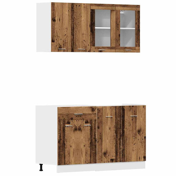 4-tlg Küchenschrank Set Lyon Altholz-Optik