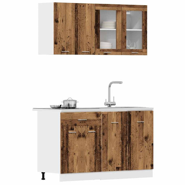 4-tlg Küchenschrank Set Lyon Altholz-Optik