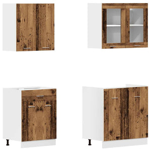 4-tlg Küchenschrank Set Lyon Altholz-Optik