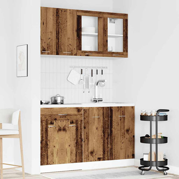 4-tlg Küchenschrank Set Lyon Altholz-Optik