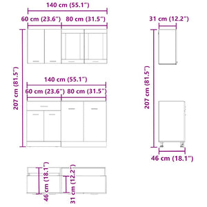 4-tlg. Küchenschrank-Set Artisan Eiche