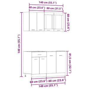 4-tlg. Küchenschrank-Set Artisan Eiche