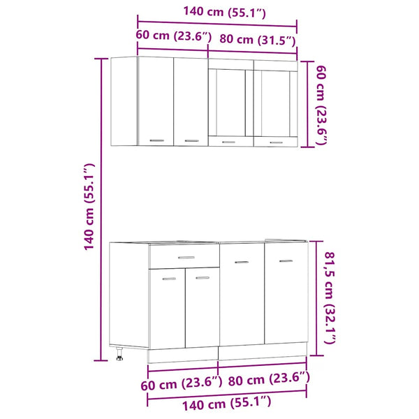 4-tlg. Küchenschrank-Set Artisan Eiche