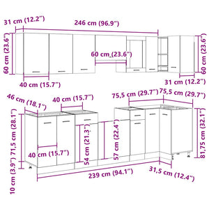 11-tlg. Küchenschrank-Set Altholz-Optik