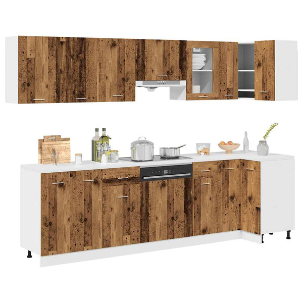 11-tlg. Küchenschrank-Set Altholz-Optik