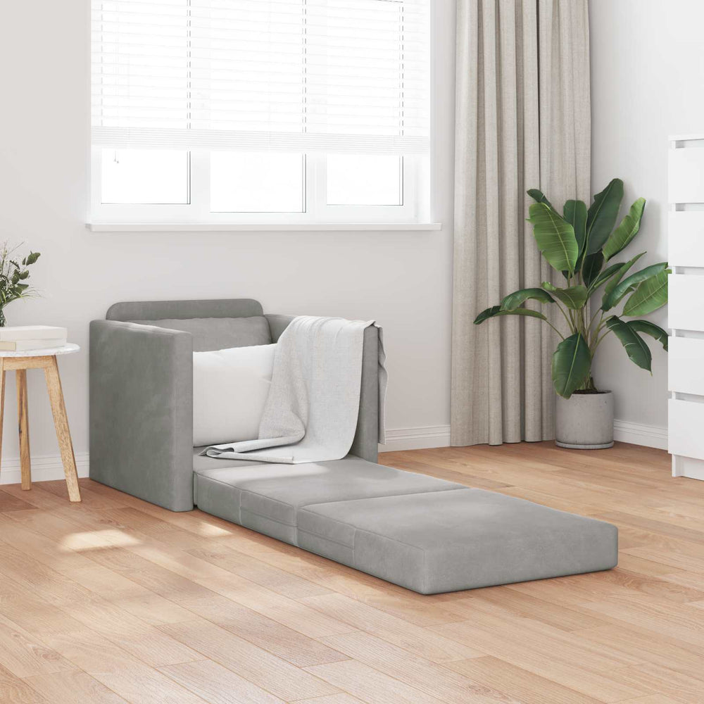 Schlafsofa Hellgrau Samt 74x77x81cm