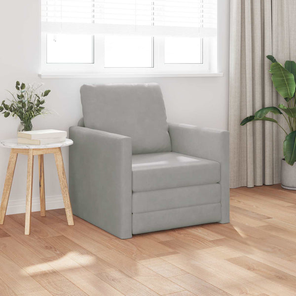 Schlafsofa Hellgrau Samt 74x77x81cm