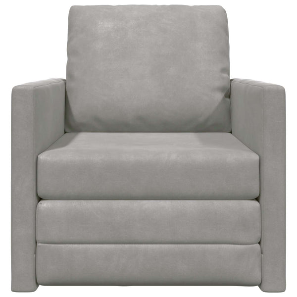 Schlafsofa Hellgrau Samt 74x77x81cm