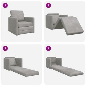 Schlafsofa Hellgrau Samt 74x77x81cm