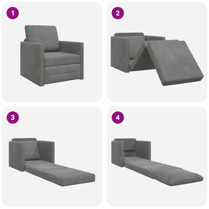 Dunkelgraues Samt-Schlafsofa 74x77x81cm