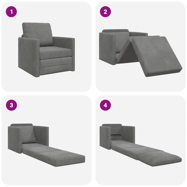 Dunkelgraues Samt-Schlafsofa 74x77x81cm