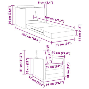 Dunkelgraues Samt-Schlafsofa 74x77x81cm
