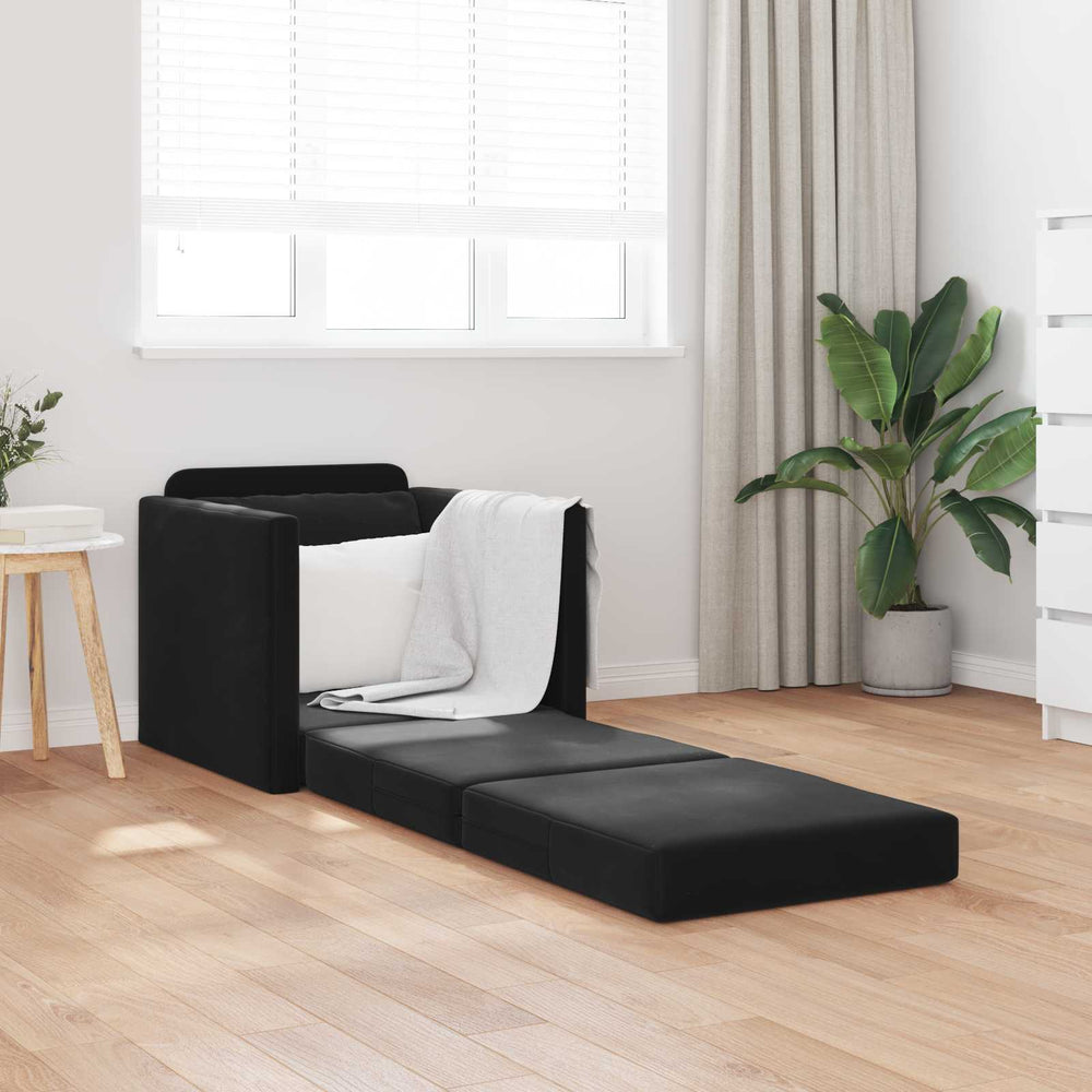 Schlafsofa Schwarz Samt 74x77x81cm