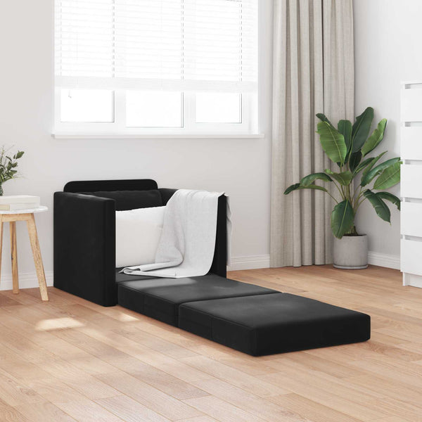 Schlafsofa Schwarz Samt 74x77x81cm