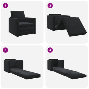 Schlafsofa Schwarz Samt 74x77x81cm