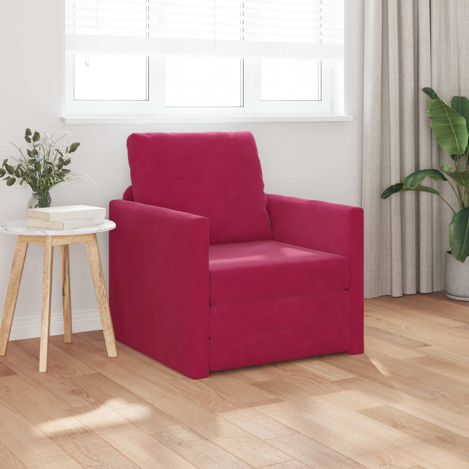 Weinrotes Schlafsofa Samt 74x77x81cm