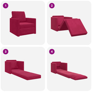 Weinrotes Schlafsofa Samt 74x77x81cm