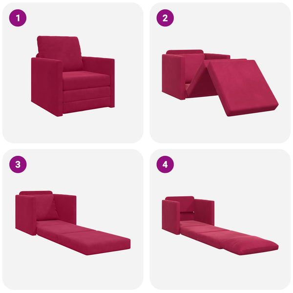 Weinrotes Schlafsofa Samt 74x77x81cm