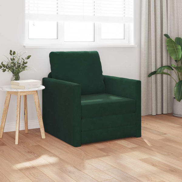 vidaXL Canapé-lit vert foncé 74 x 77 x 81 cm velours