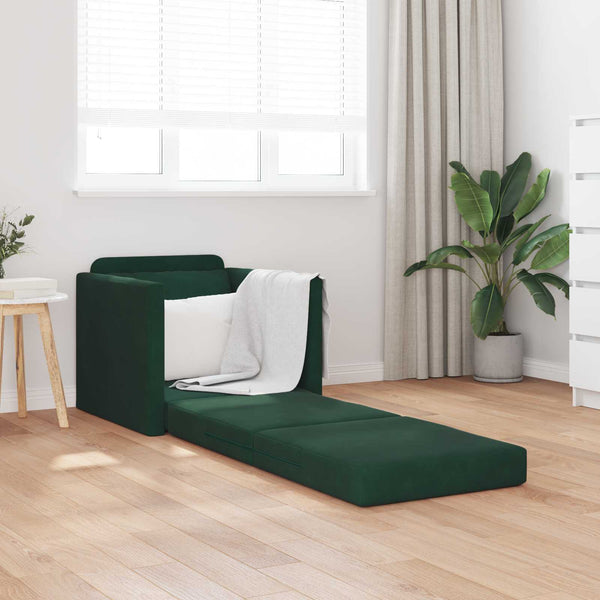 vidaXL Canapé-lit vert foncé 74 x 77 x 81 cm velours