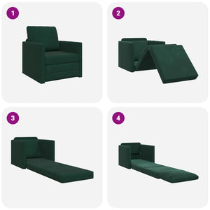 vidaXL Canapé-lit vert foncé 74 x 77 x 81 cm velours