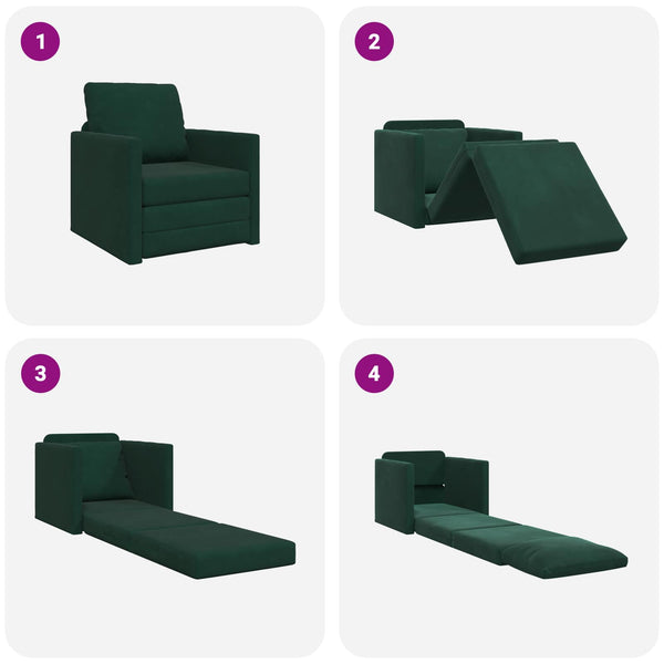 vidaXL Canapé-lit vert foncé 74 x 77 x 81 cm velours