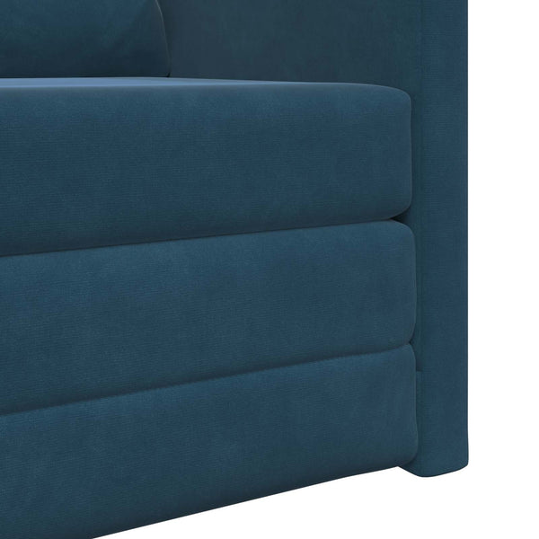 Blaues Samt Schlafsofa 74 cm