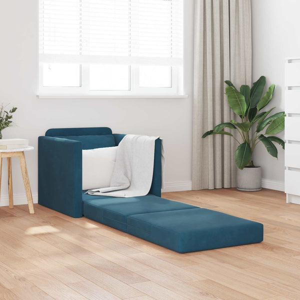 Blaues Samt Schlafsofa 74 cm