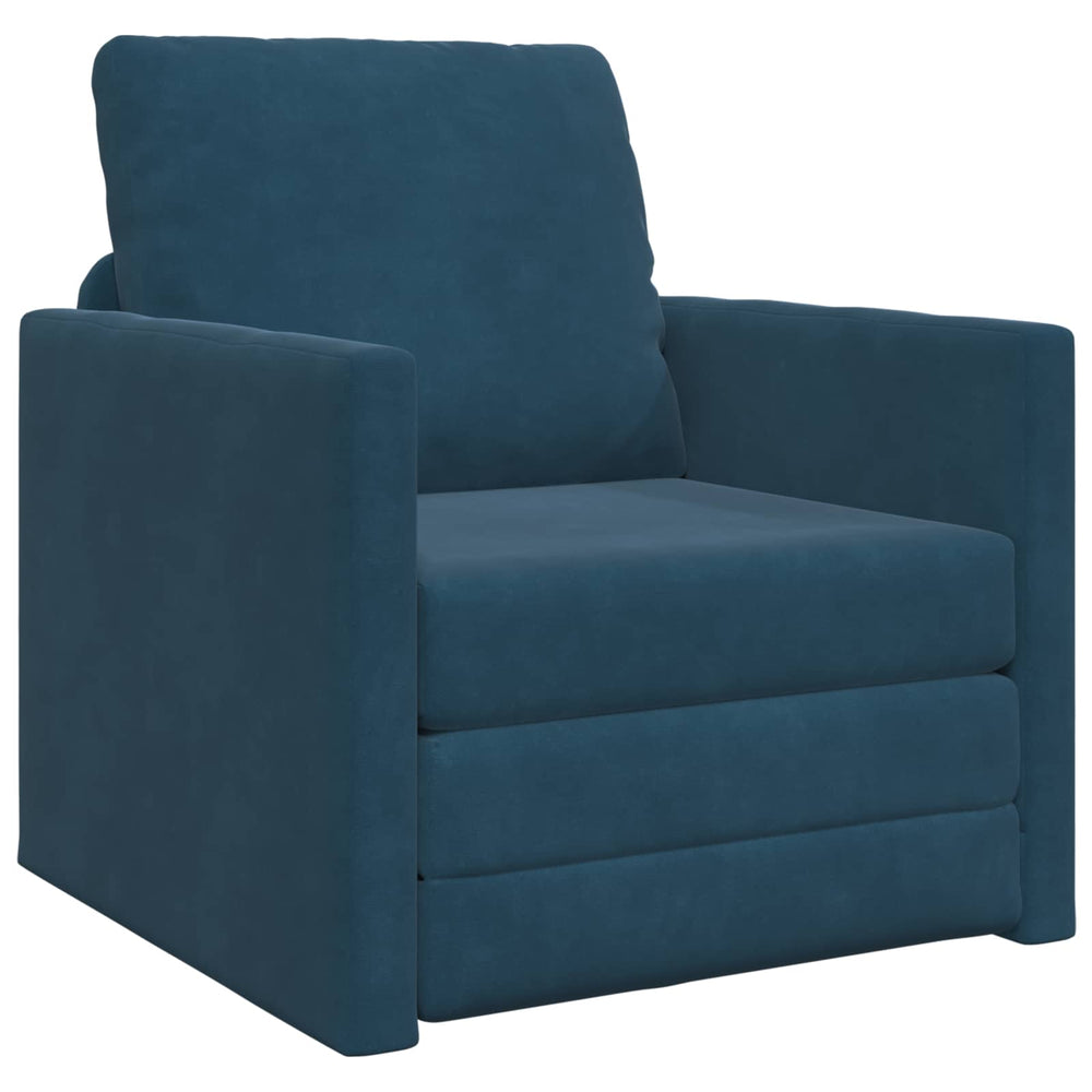 Blaues Samt Schlafsofa 74 cm