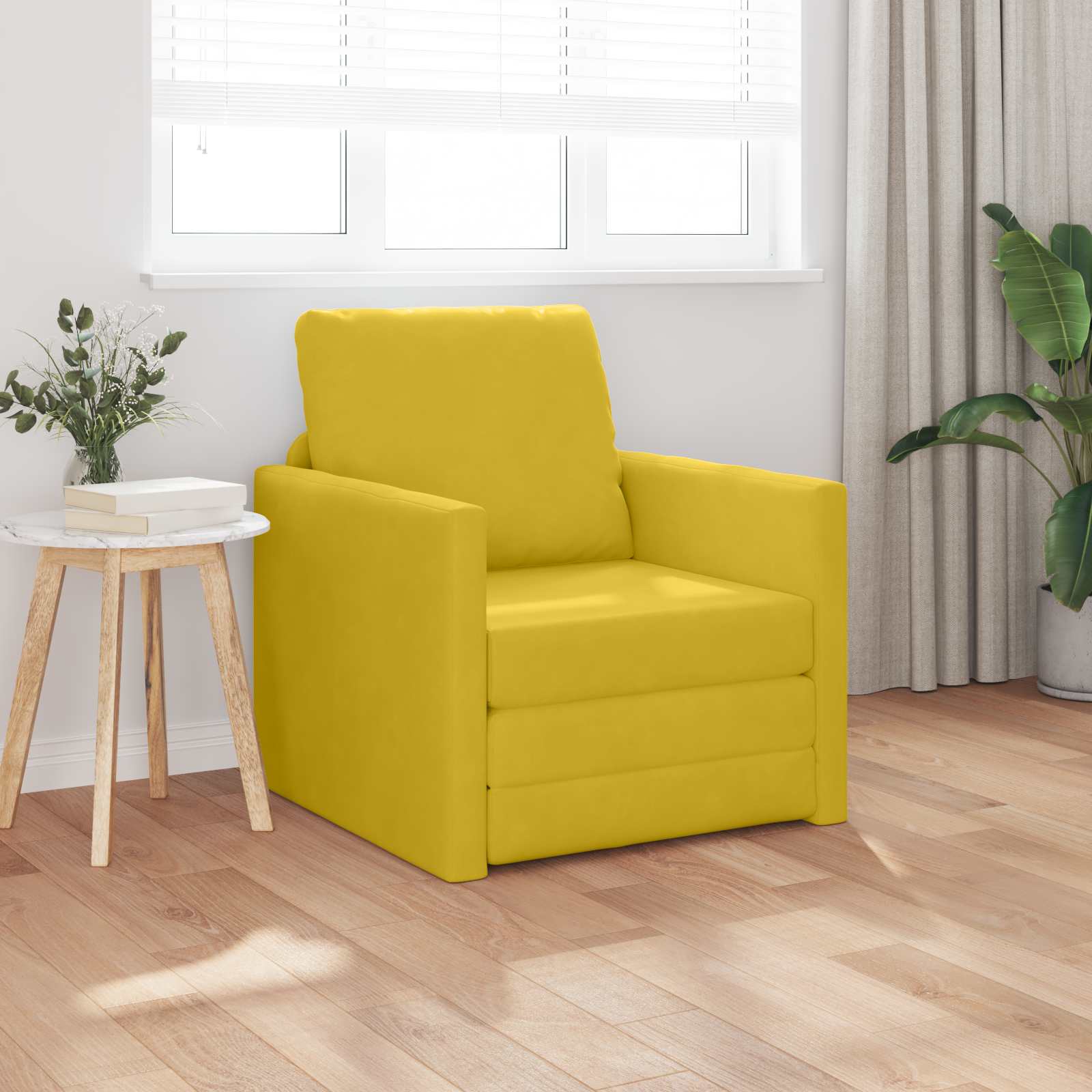 Dunkelgelbes Schlafsofa Samt