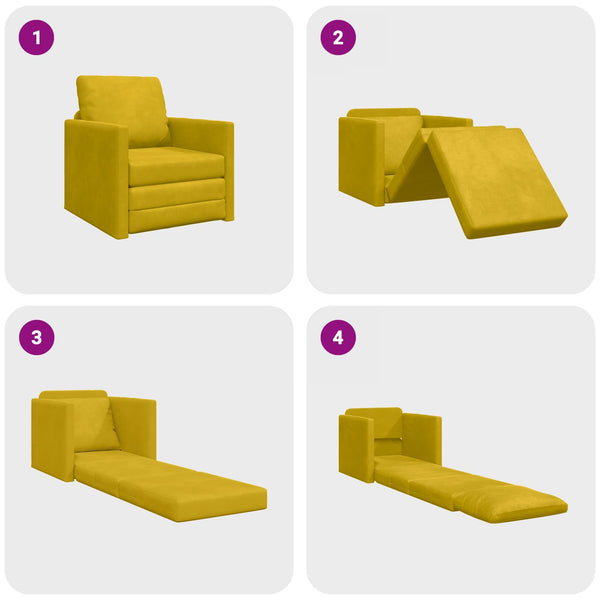 Dunkelgelbes Schlafsofa Samt