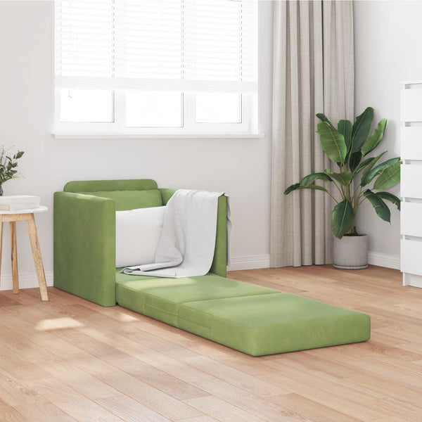 vidaXL Canapé-lit vert clair 74 x 77 x 81 cm Velours