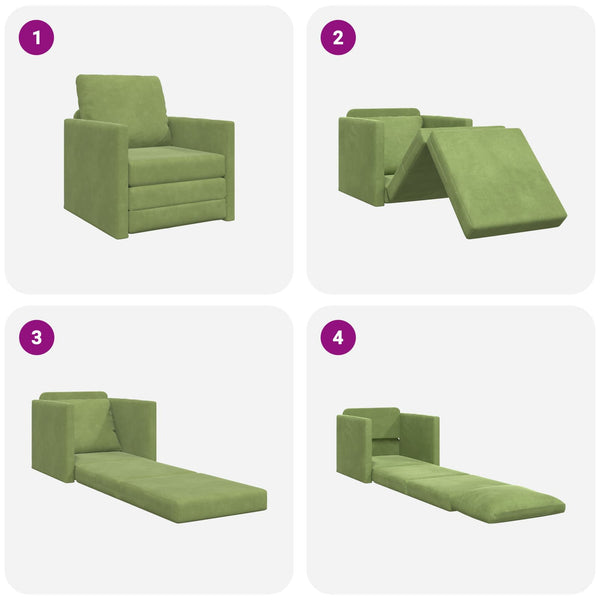vidaXL Canapé-lit vert clair 74 x 77 x 81 cm Velours