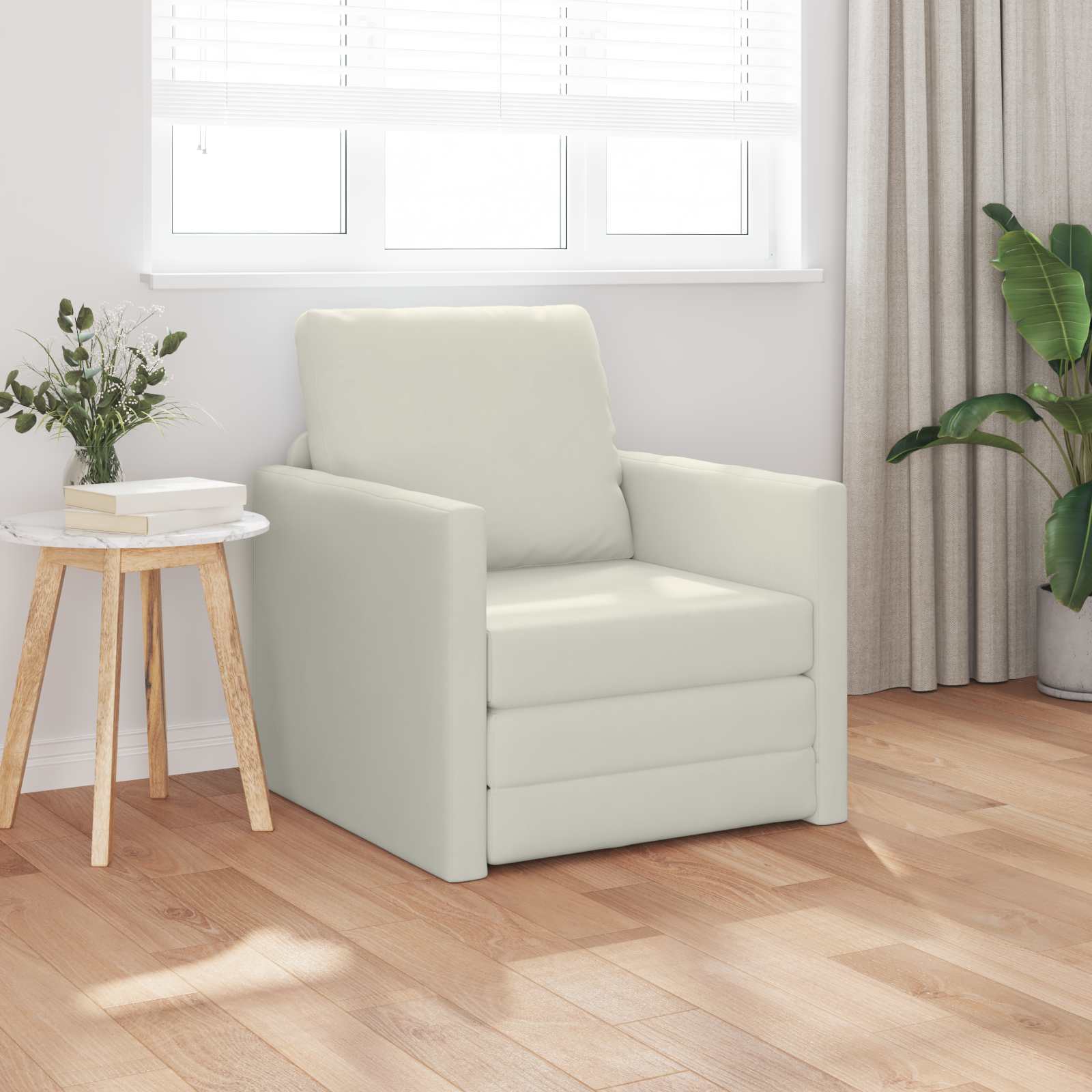 Creme Samt Schlafsofa 74x77x81cm