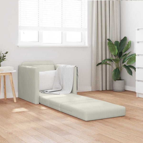 Creme Samt Schlafsofa 74x77x81cm